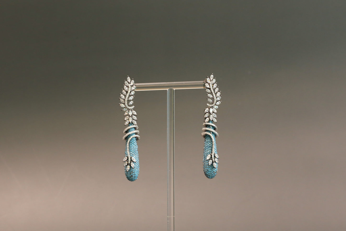 Pave Micro CZ Earrings - Turquoise (Style 2)
