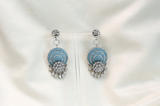 CZ Pave Setting Earrings - Turquoise
