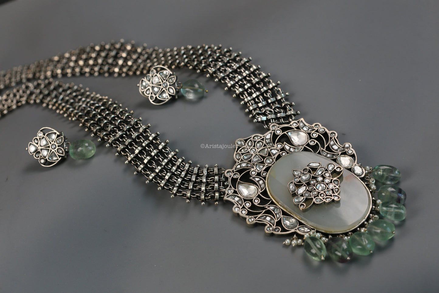 Contemporary Silver Plated Jadau Kundan Set
