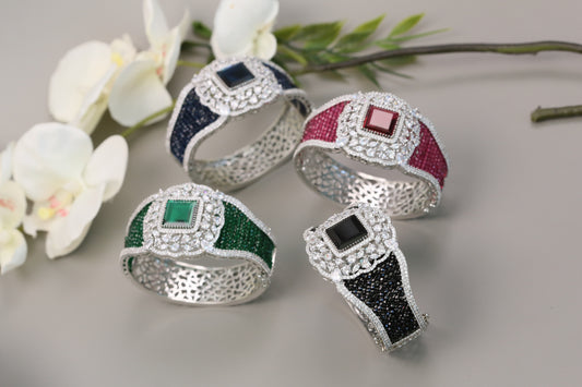 CZ & Crystal Beads Bangle Bracelet
