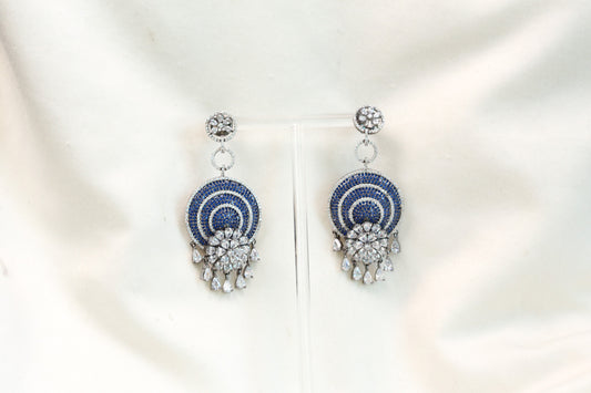 CZ Pave Setting Earrings - Blue