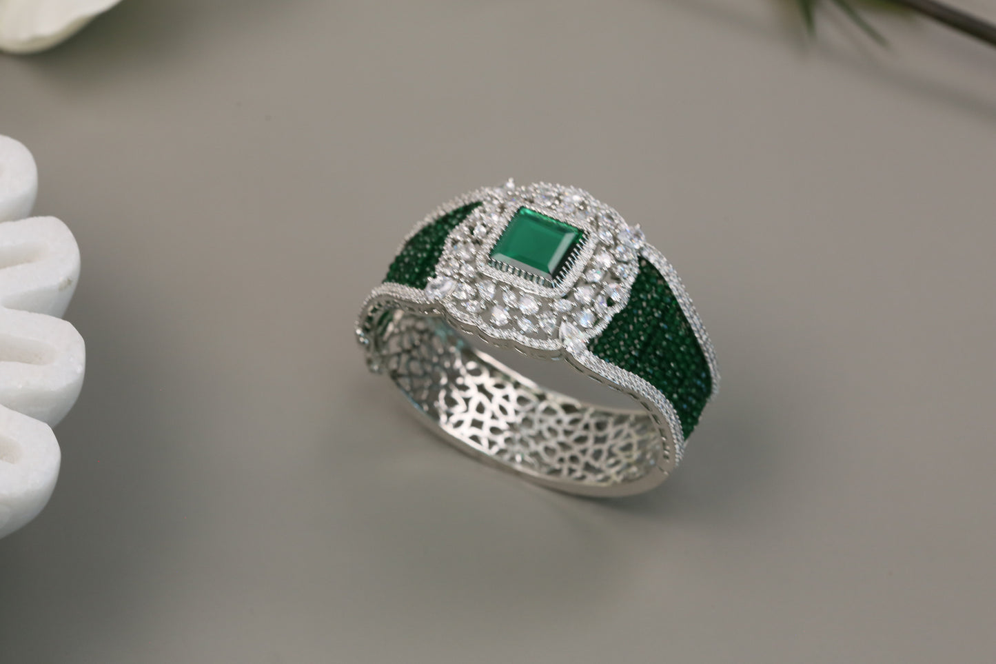 CZ & Crystal Beads Bangle Bracelet