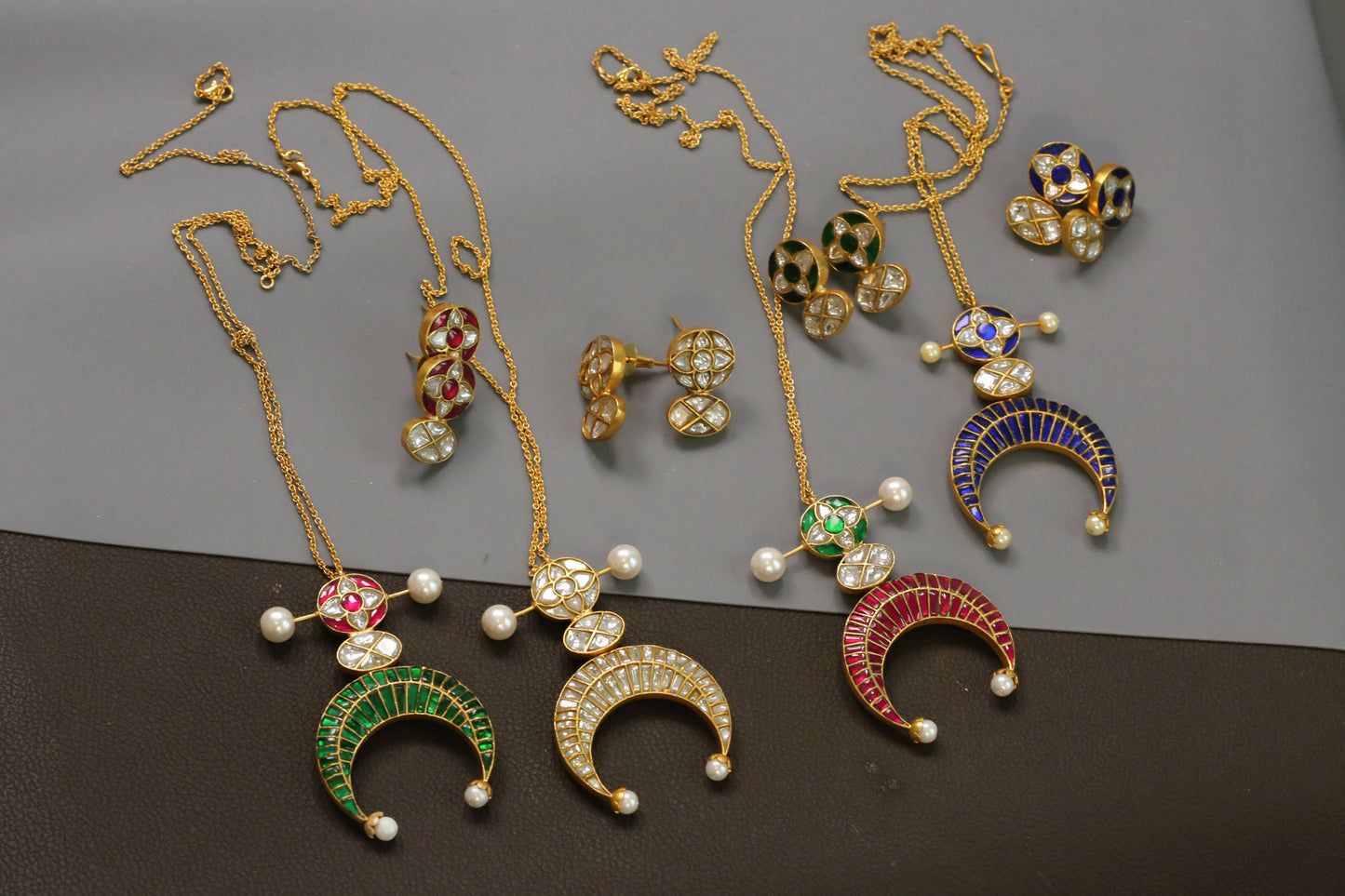 Chandini Fusion Jadau Necklace Set - Colors available