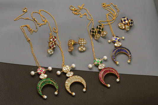 Chandini Fusion Jadau Necklace Set - Colors available