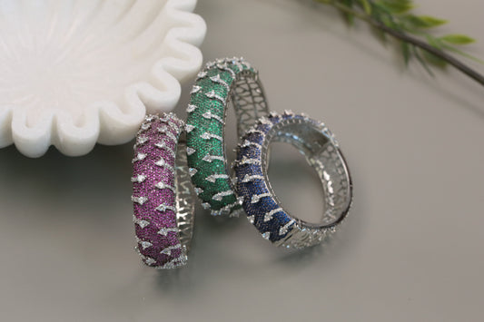 Micro Pave Setting  CZ Bangle Bracelet (Openable)
