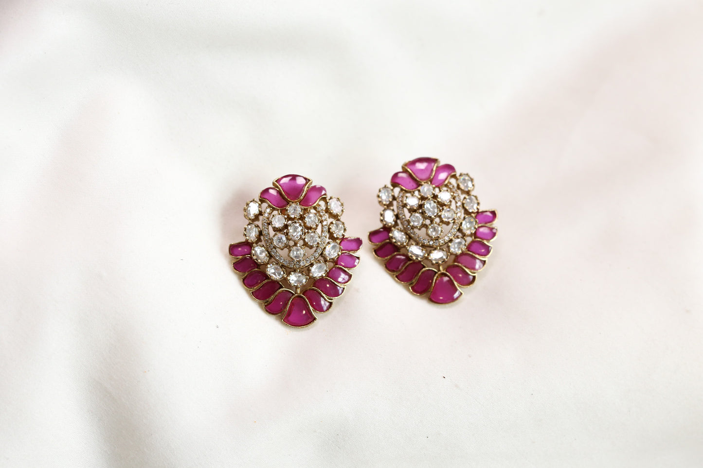 Poonam Moissanite Studs - Ruby