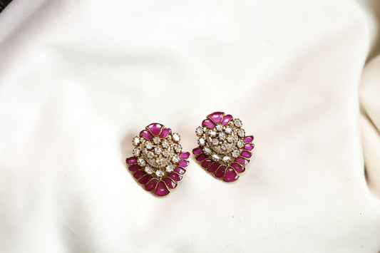 Poonam Moissanite Studs - Ruby