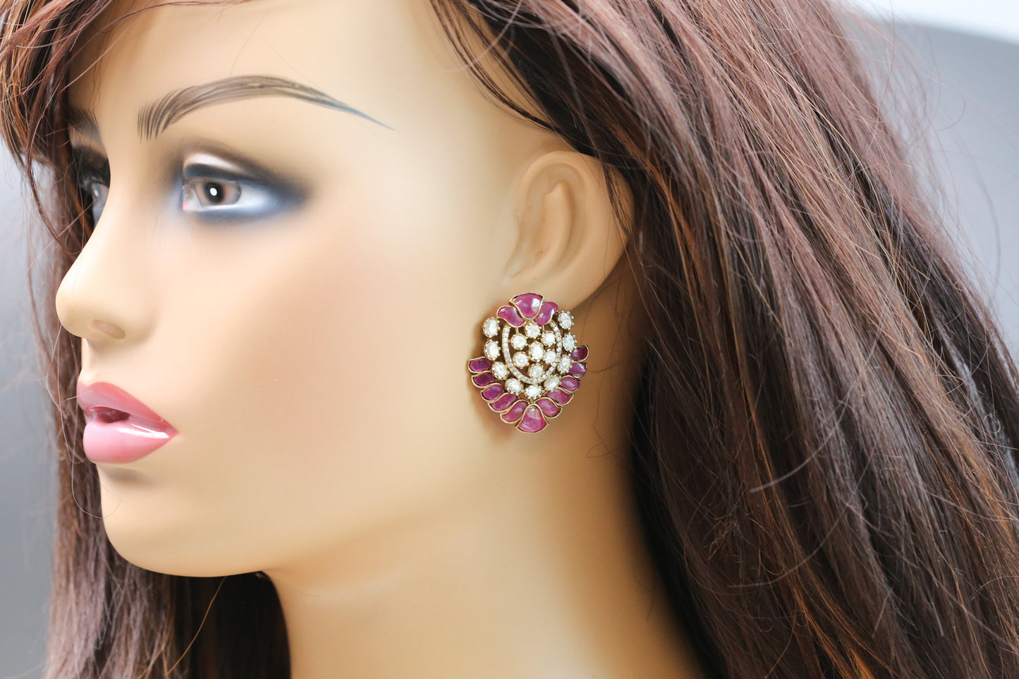 Poonam Moissanite Studs - Ruby