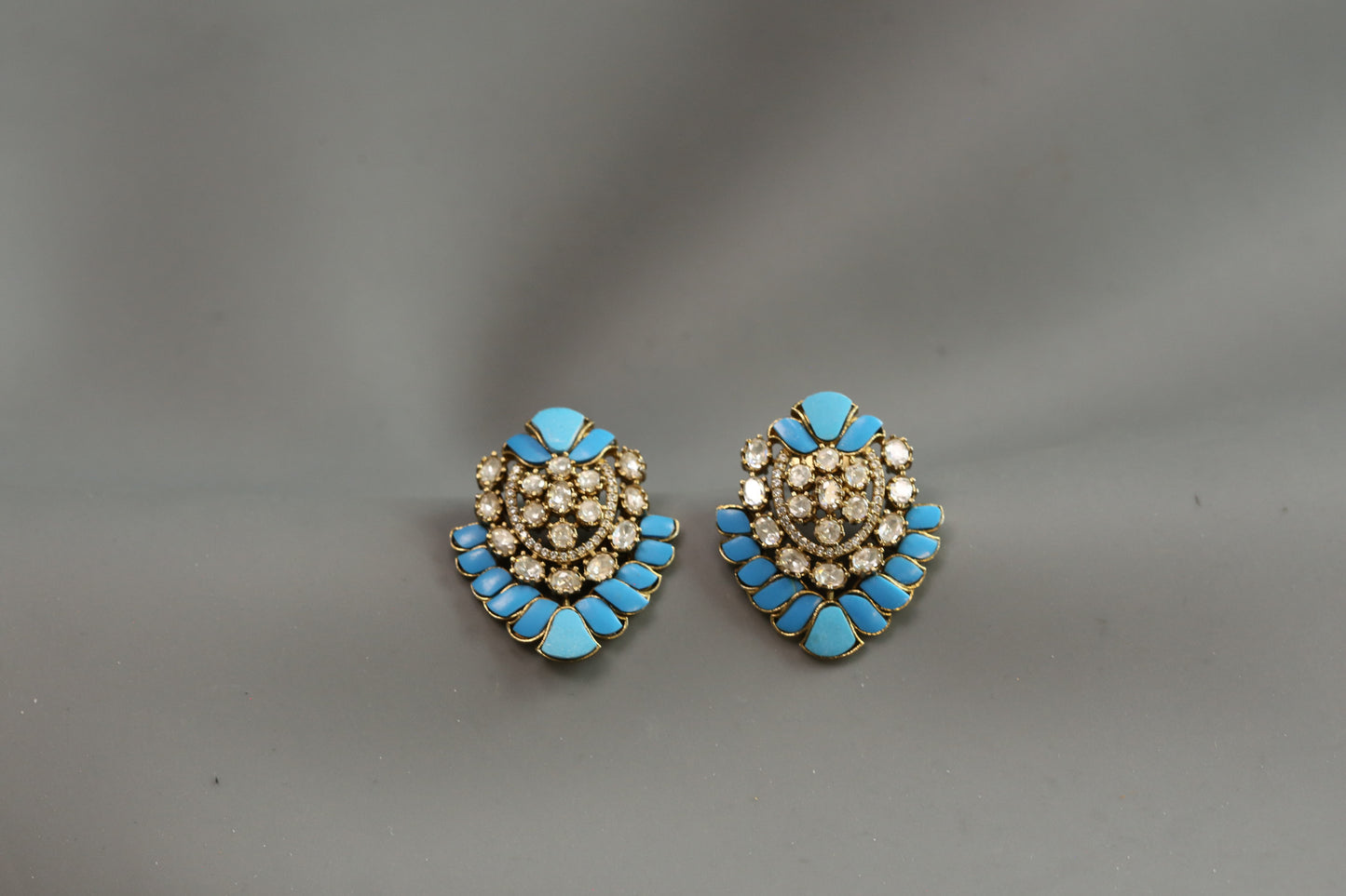 Poonam Moissanite Studs - Turquoise