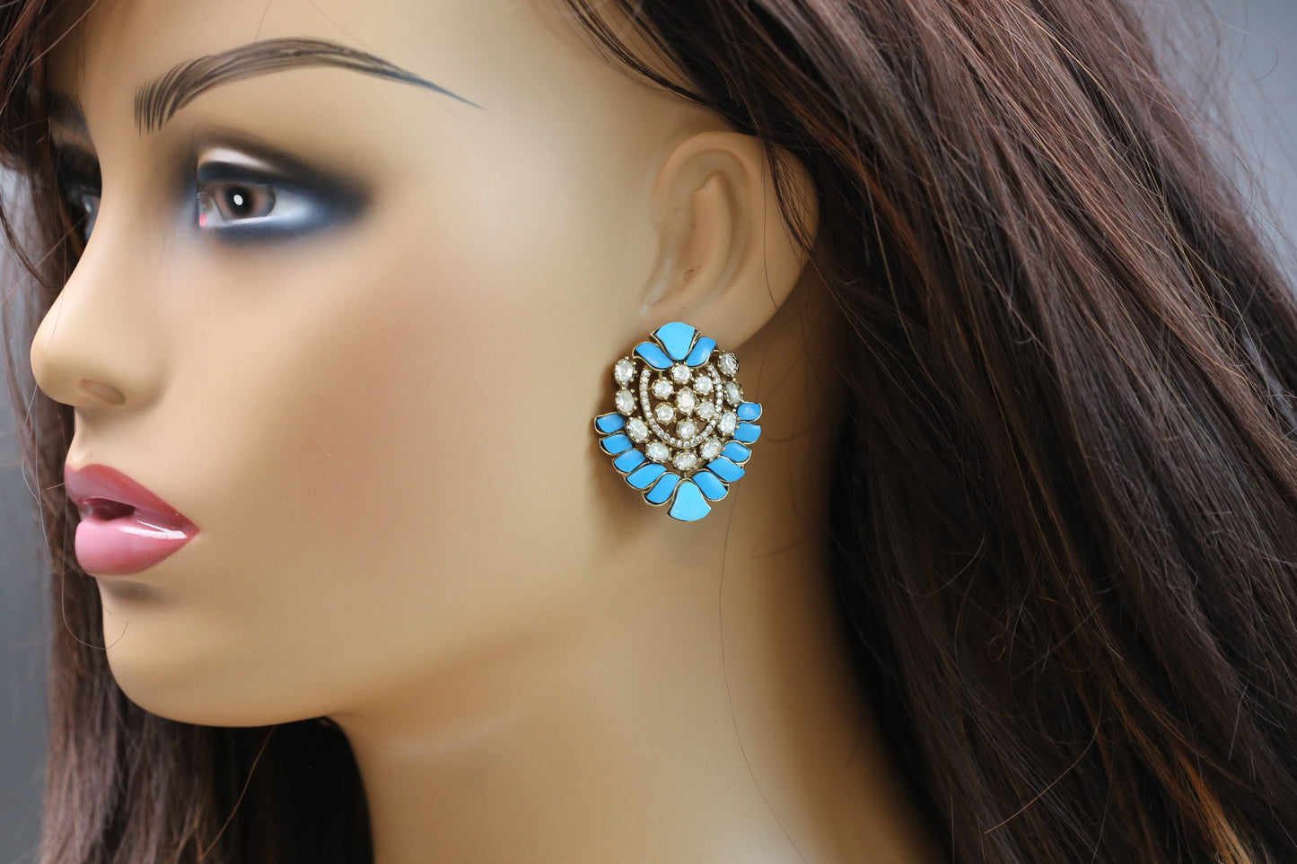 Poonam Moissanite Studs - Turquoise