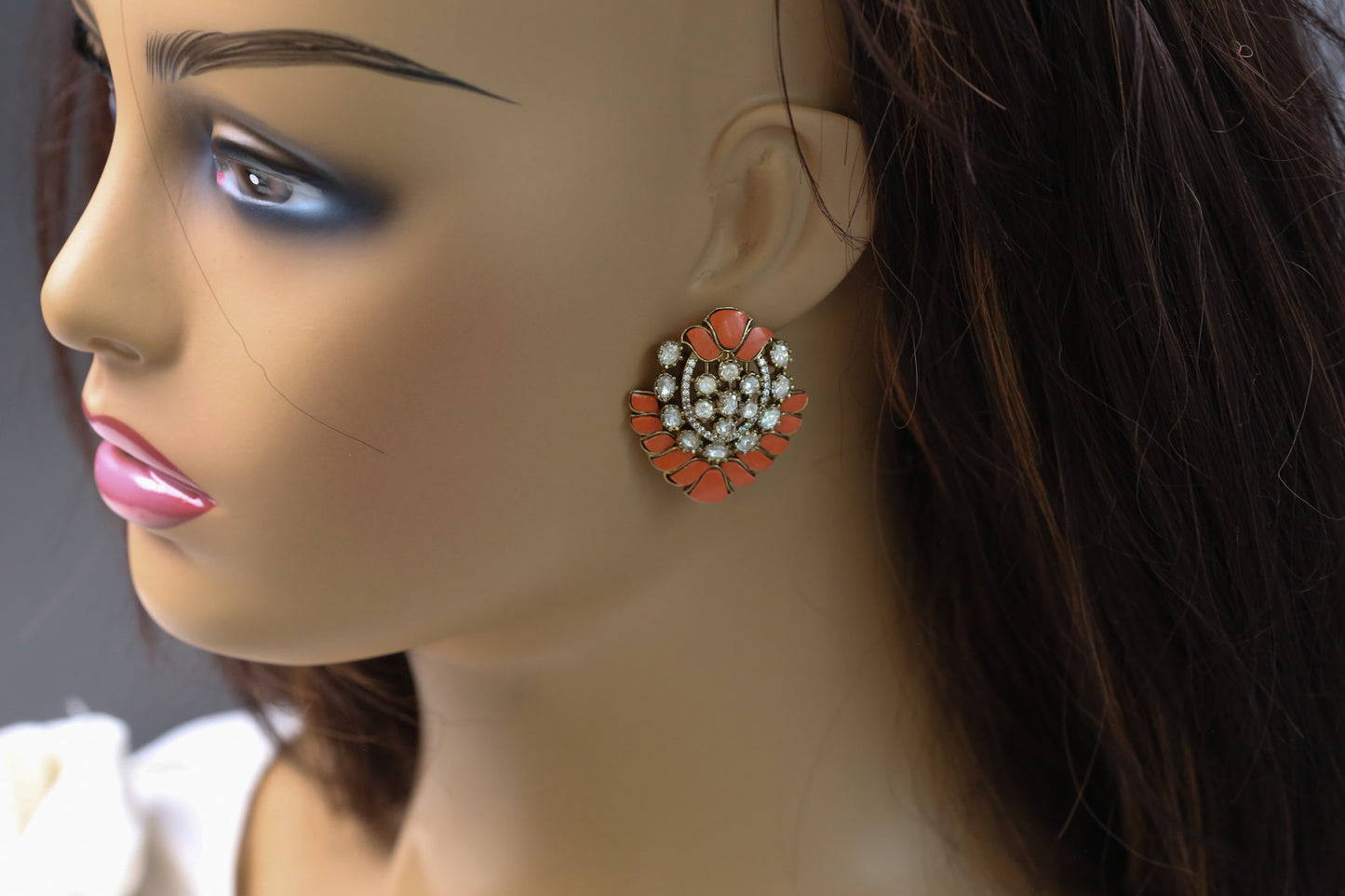 Poonam Moissanite Studs - Coral
