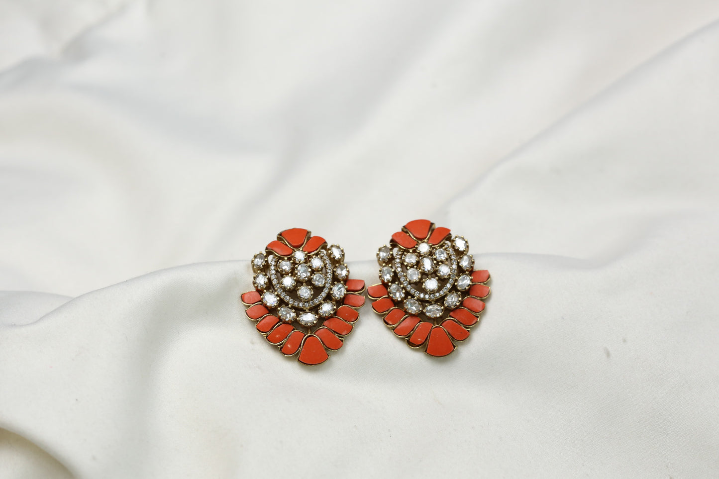 Poonam Moissanite Studs - Coral