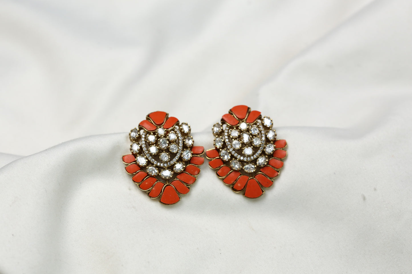 Poonam Moissanite Studs - Coral