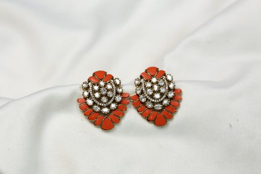 Poonam Moissanite Studs - Coral