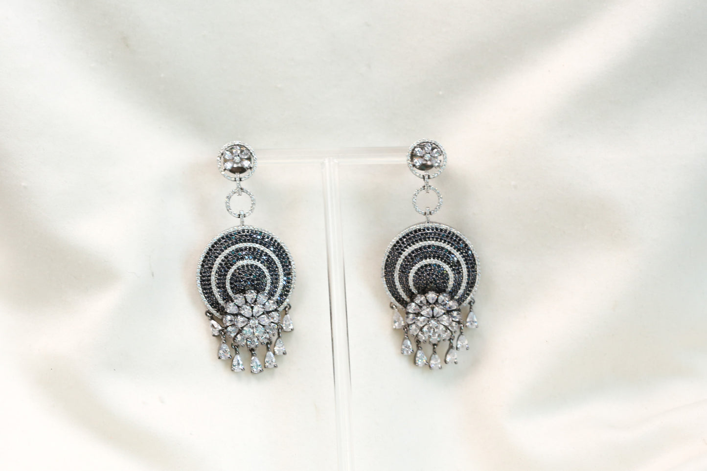 CZ Pave Setting Earrings - Black