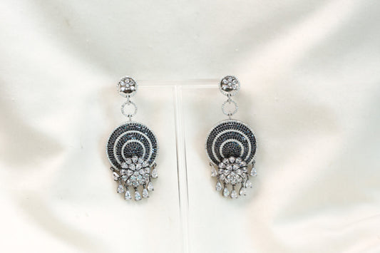 CZ Pave Setting Earrings - Black