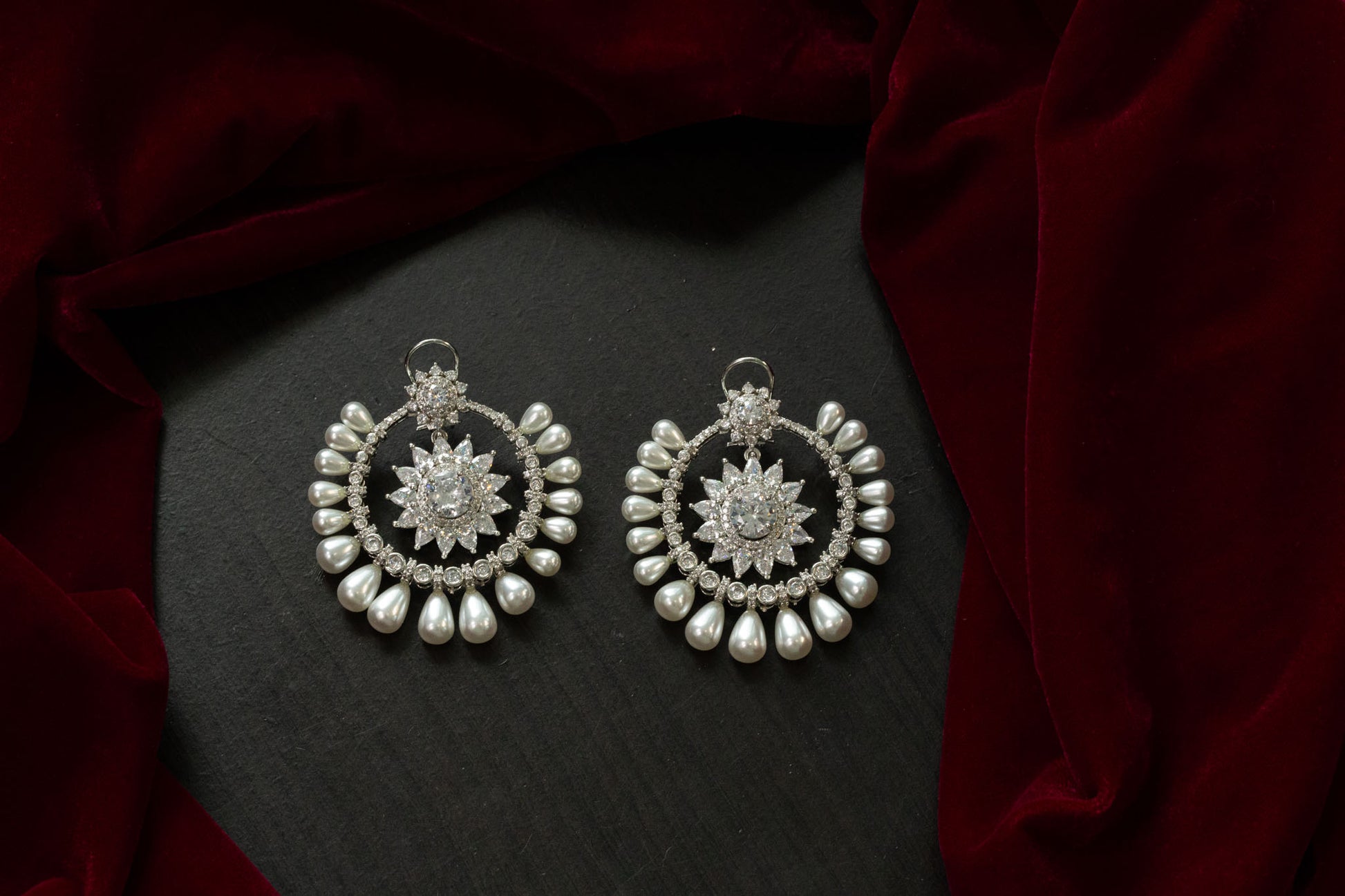 Neeta Austrian Crystals Pearl Chandbaali
