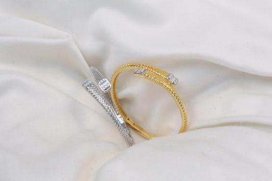 Openable Diamond Setting CZ Filigree Bracelet - ABJ-B101-22