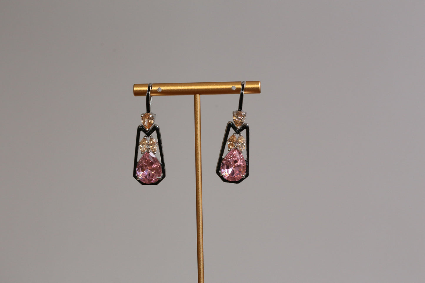 Austrian Crystal Hook Earrings - Pink Orange