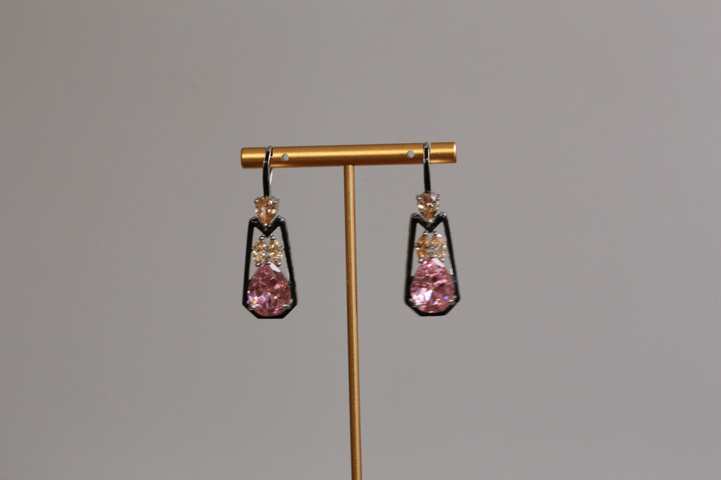 Austrian Crystal Hook Earrings - Pink Orange