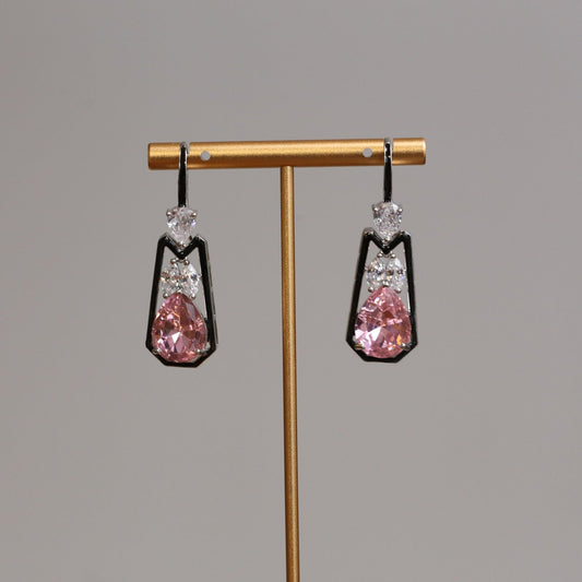 Austrian Crystal Hook Earrings - Pink Clear