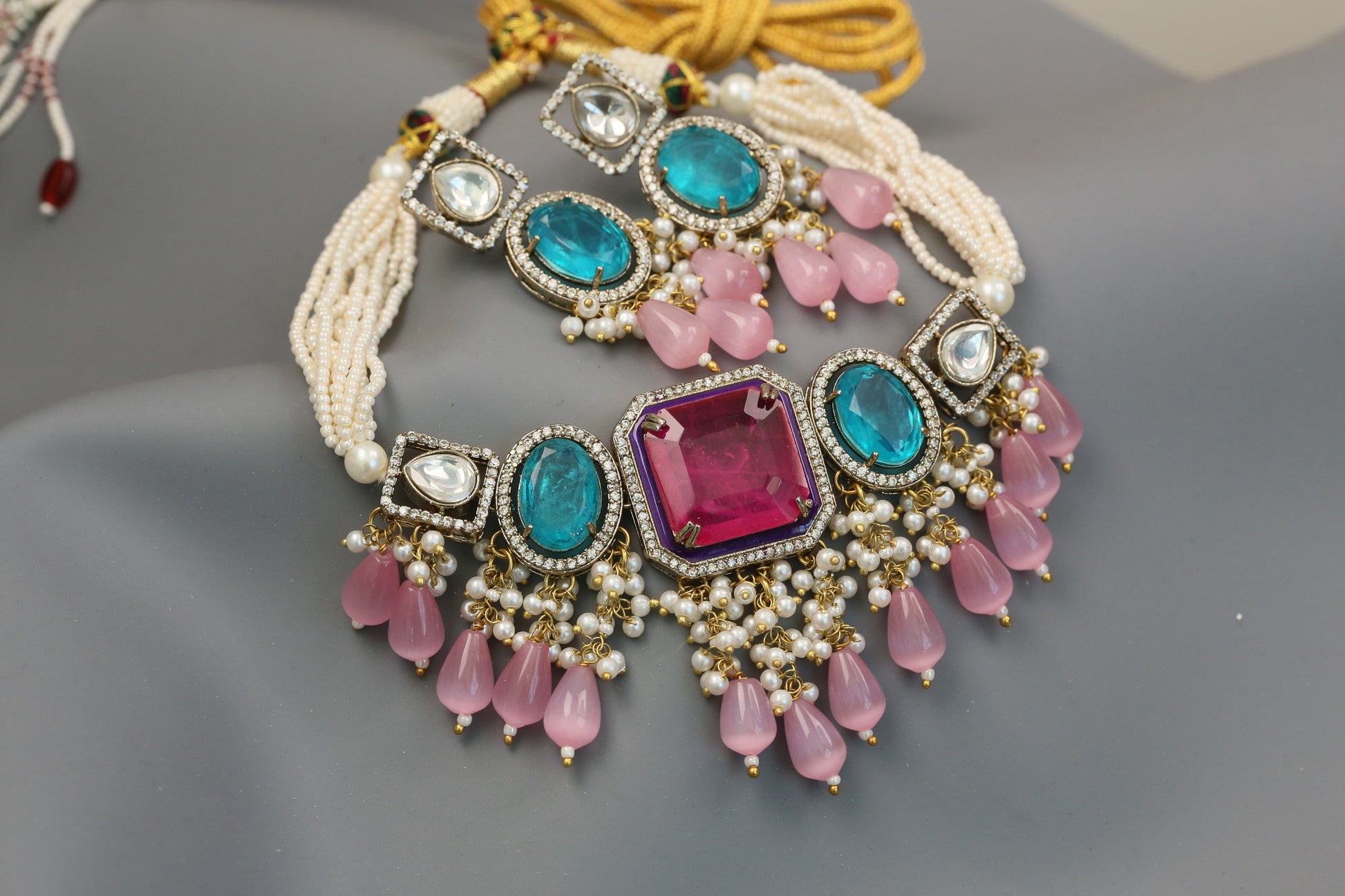 Rishita Doublet Choker Set  (104-61) - Pink