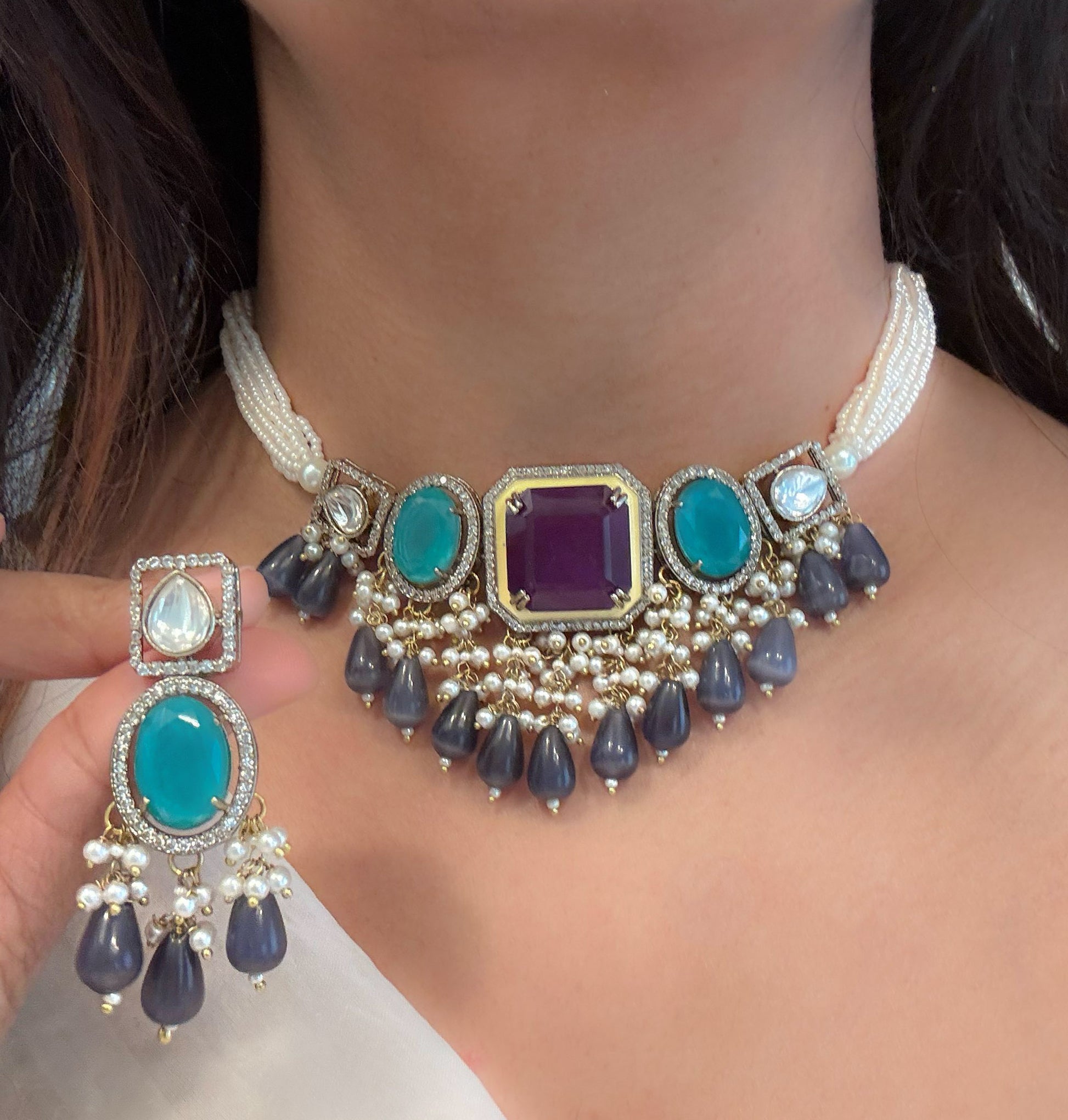 Rishita Doublet Choker Set  (104-62) -Purple