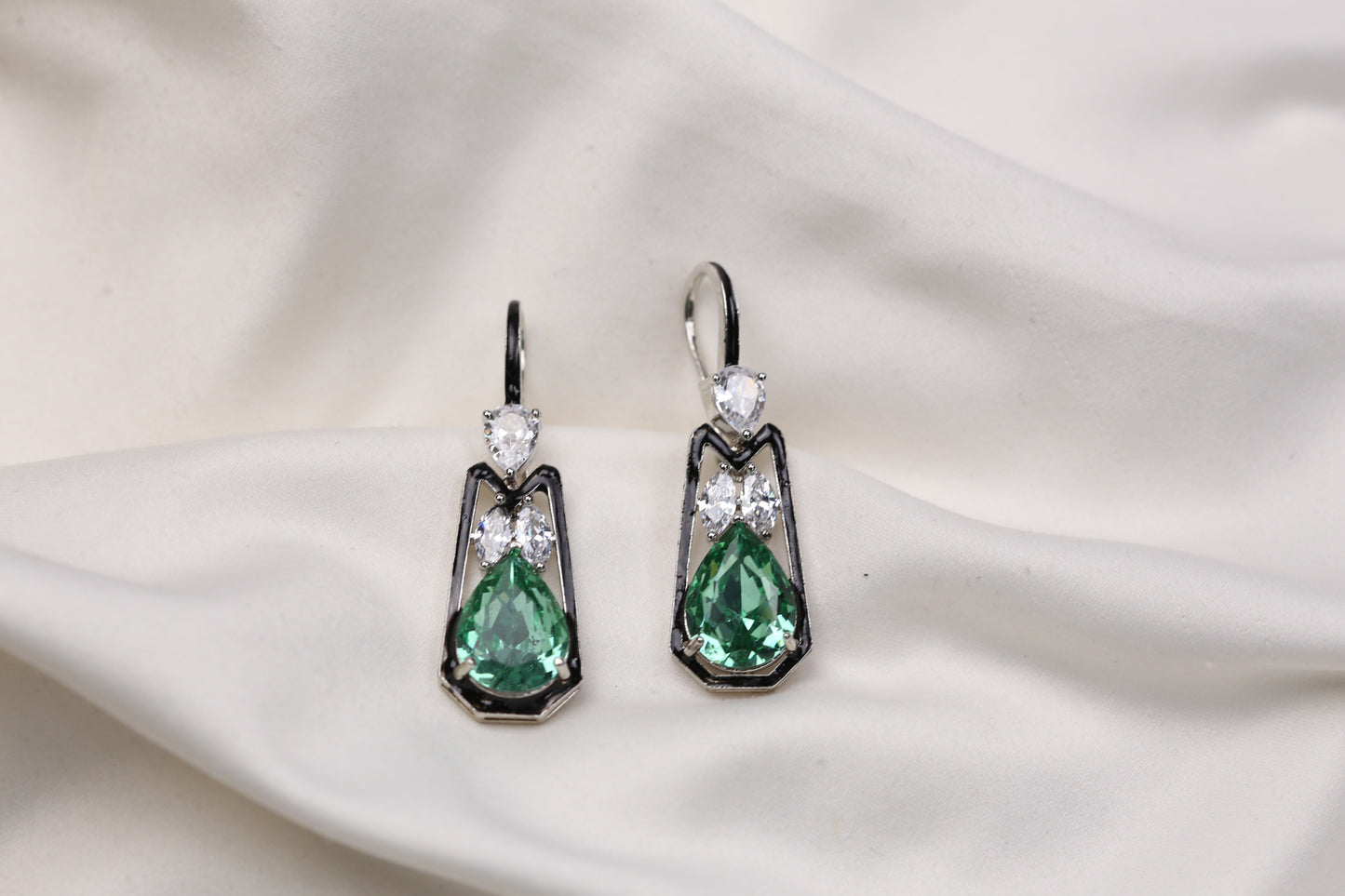 Austrian Crystal Hook Earrings - Aqua