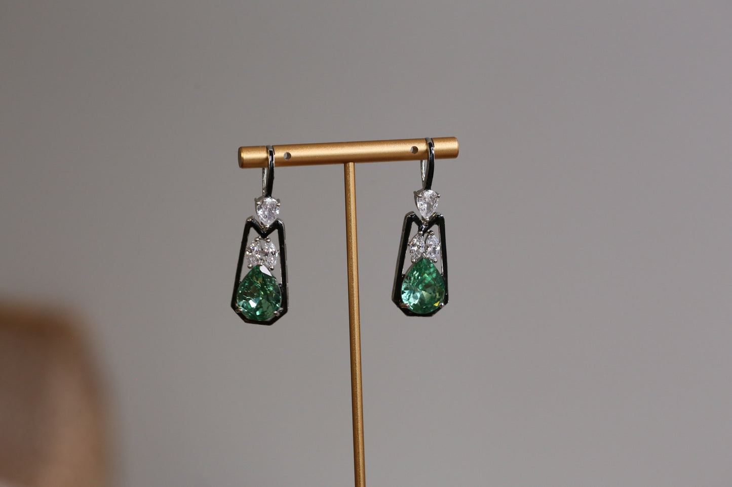 Austrian Crystal Hook Earrings - Aqua
