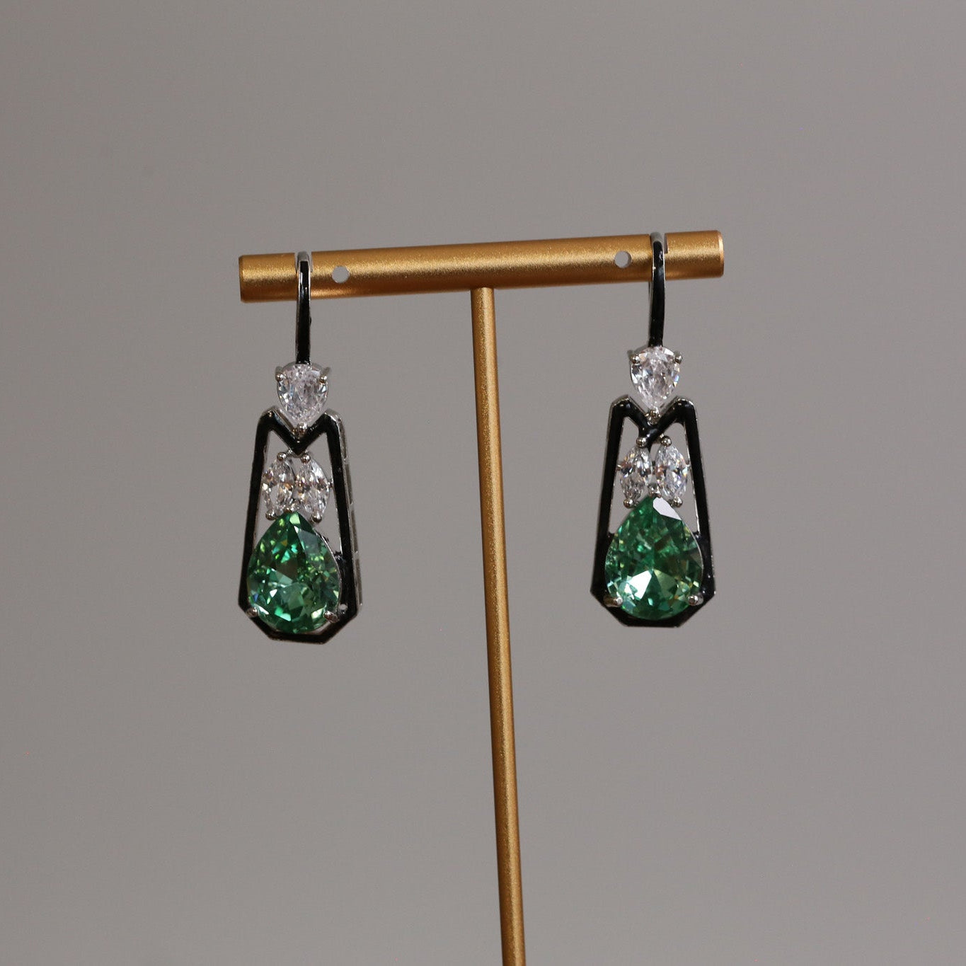 Austrian Crystal Hook Earrings - Aqua