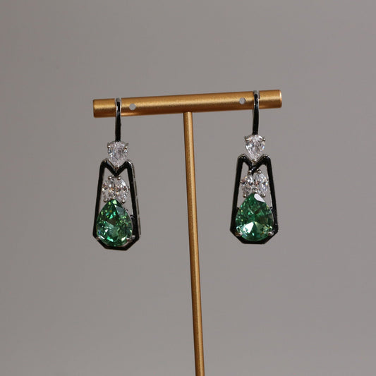 Austrian Crystal Hook Earrings - Aqua