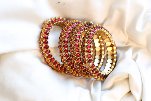 Vineeta Jadau Kundan Pacheli Bangle Set (Openable)