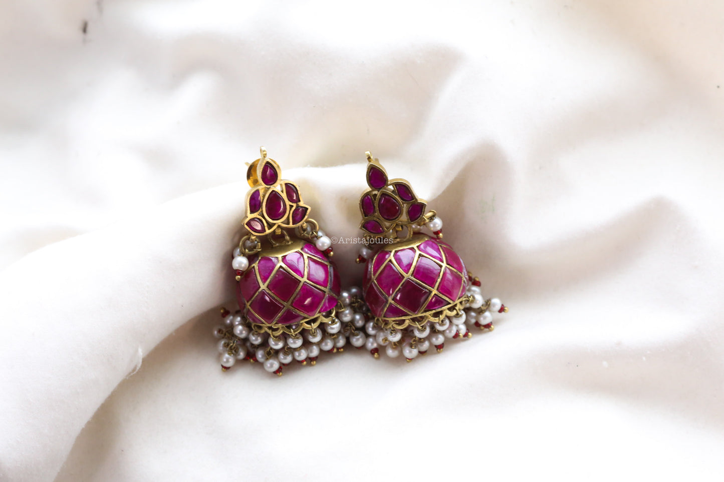 Nyra Vintage Polish Jhumka - Ruby