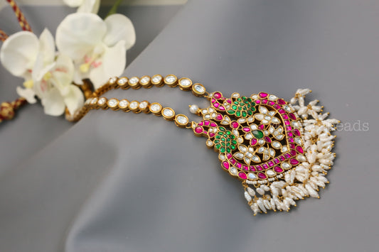 Real Pearls Sunehri Jadau Necklace (104-70) - Ruby