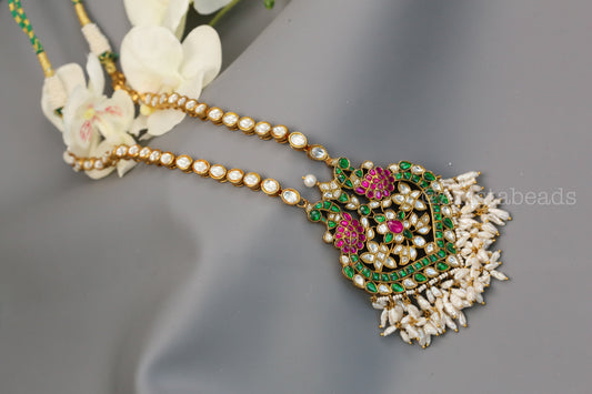 Real Pearls Sunehri Jadau Necklace (104-71) -Green