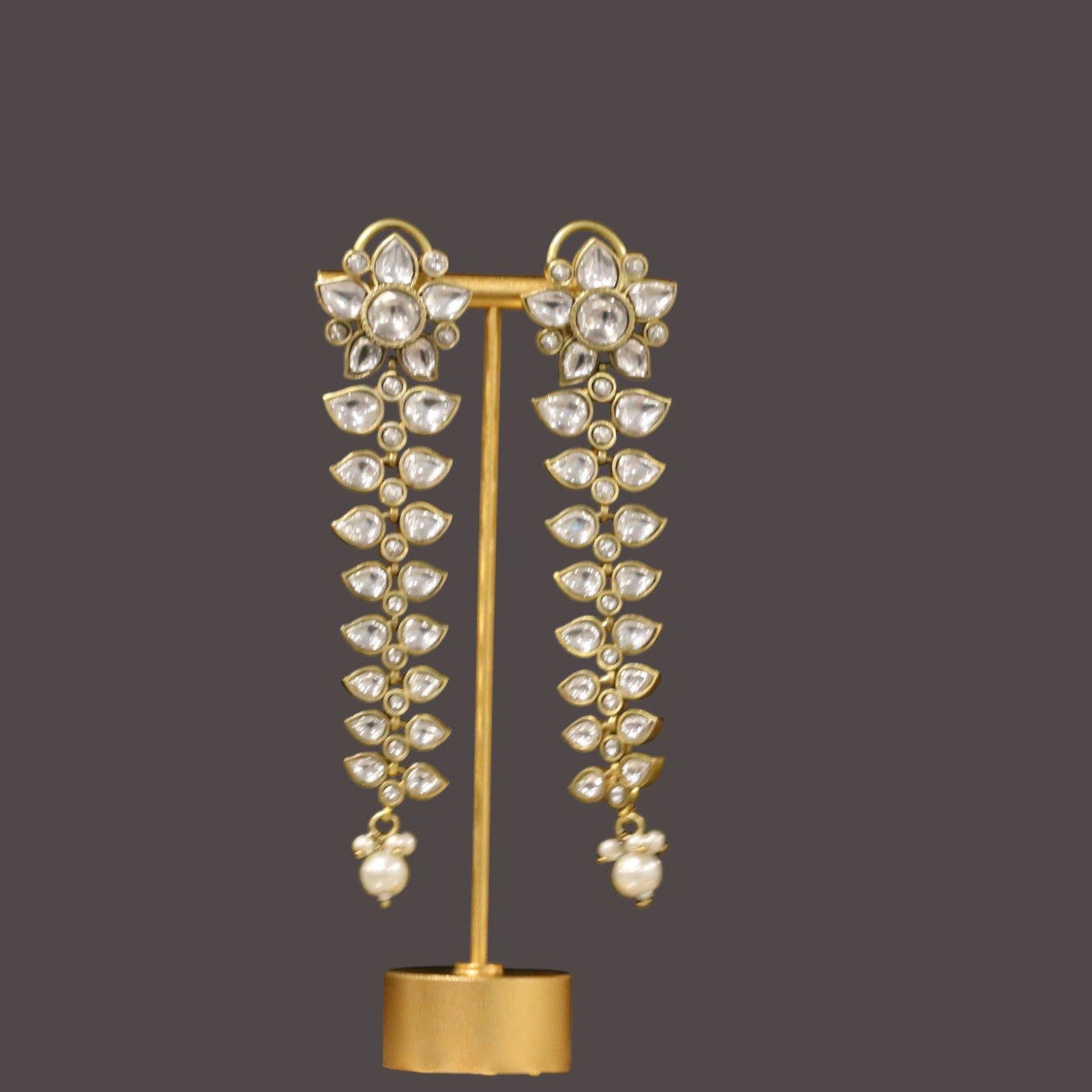 Long Nisha Vintage Polish Earrings - Clear