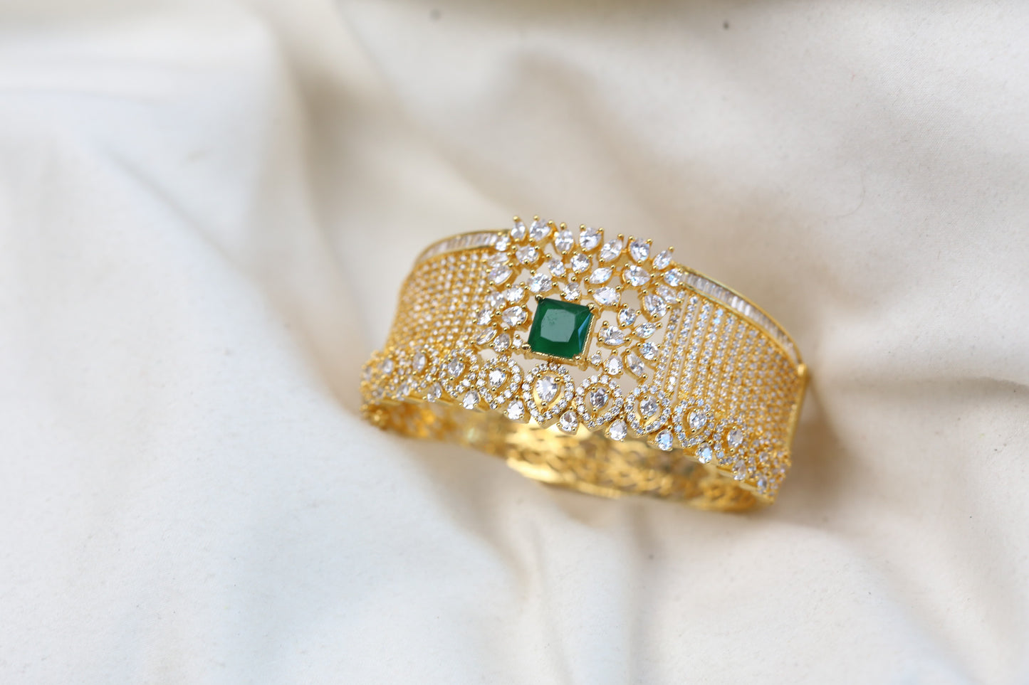 Premium Quality CZ Bracelet Bangle - Green