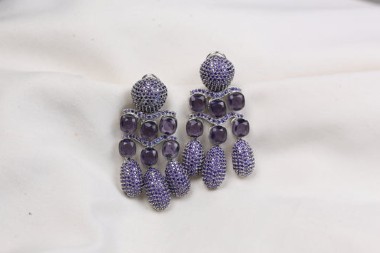 Micro Pave CZ & Doublet Earrings (102-10)- Purple