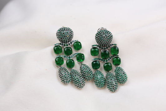 Micro Pave CZ & Doublet Earrings (102-09) - Green