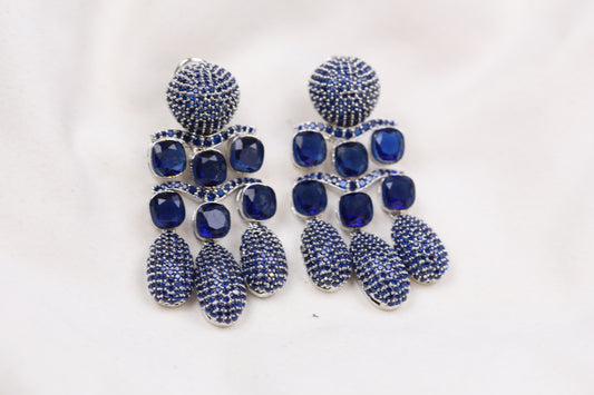 Micro Pave CZ & Doublet Earrings (102-12)- Blue