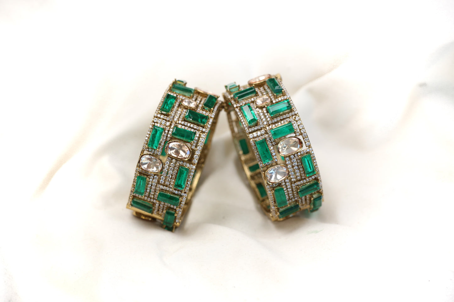 Harini Green Doublet & Real Moissanite Bangle