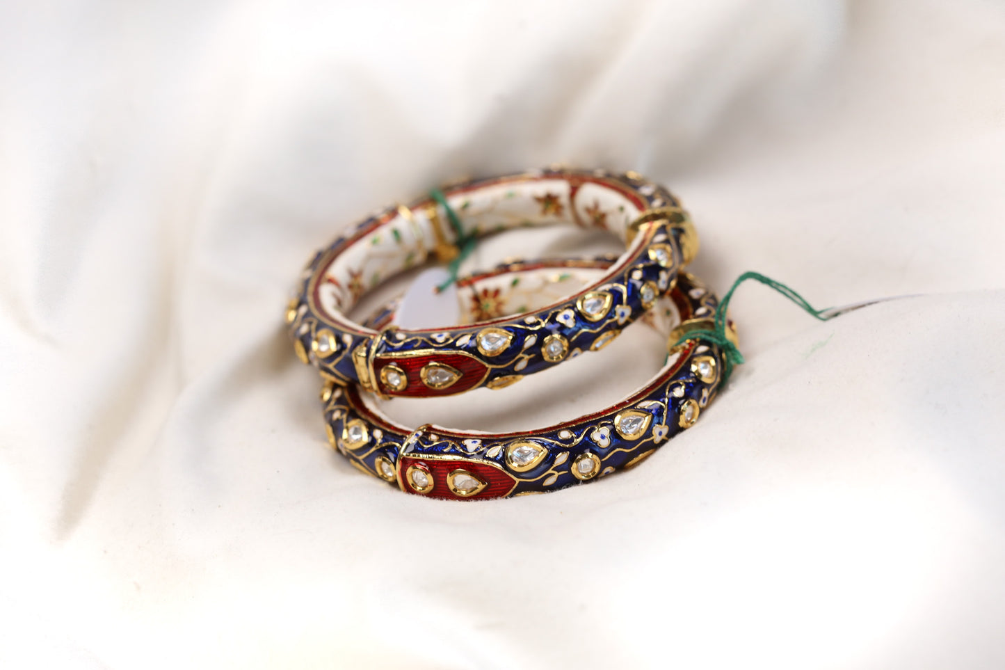 Blue Meena Kundan Enamel Bangle Set