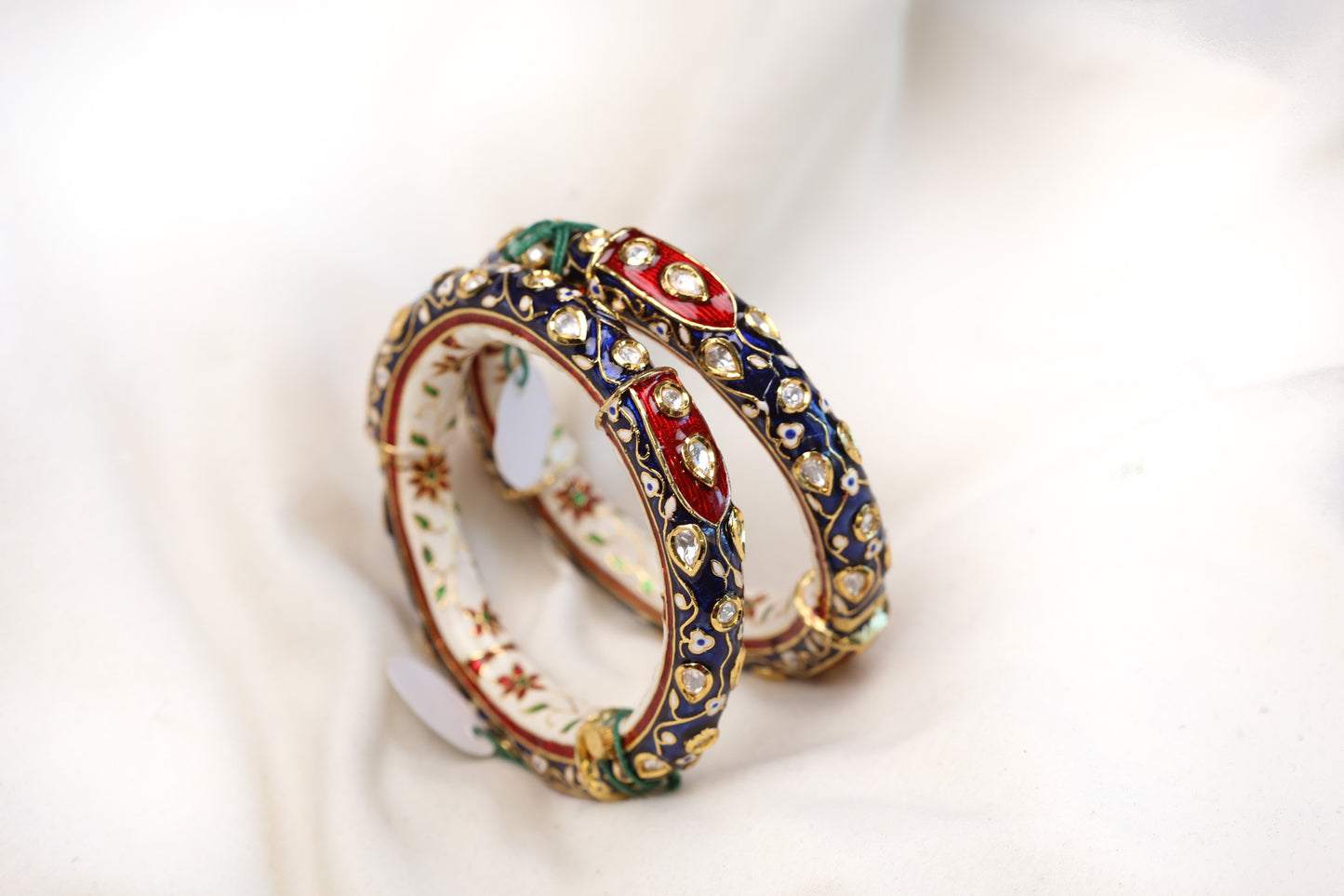 Blue Meena Kundan Enamel Bangle Set