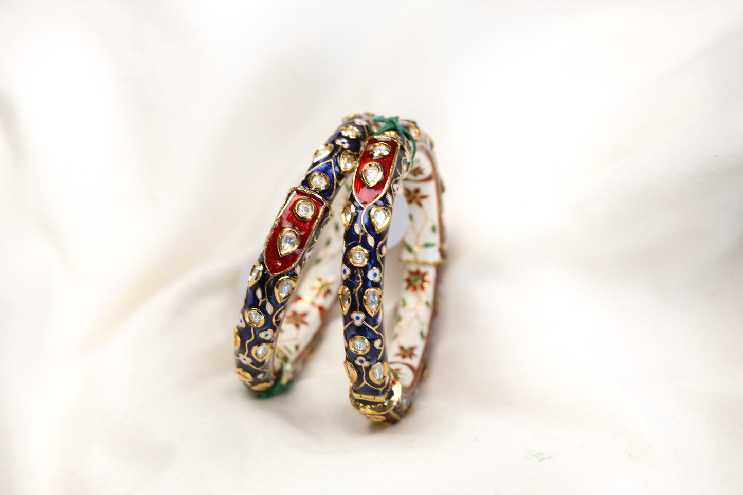 Blue Meena Kundan Enamel Bangle Set