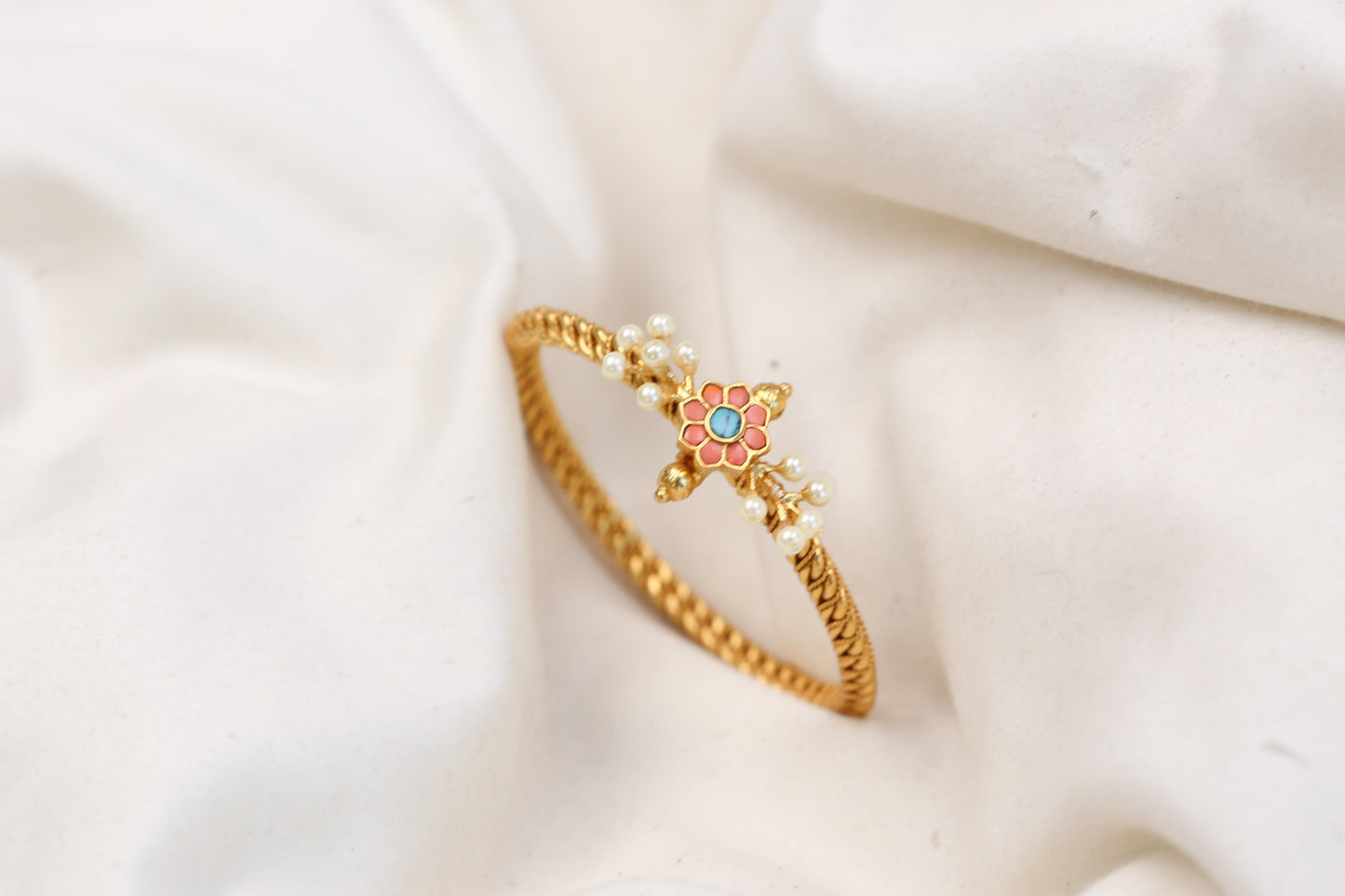 Handmade Jadau Bangle Bracelet (2.4 Openable) - Style 2