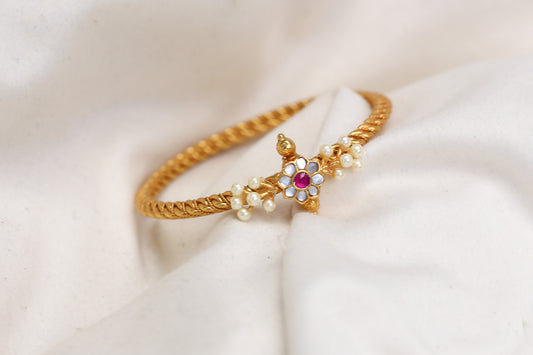 Handmade Jadau Bangle Bracelet (2.6 Openable) - Style 3