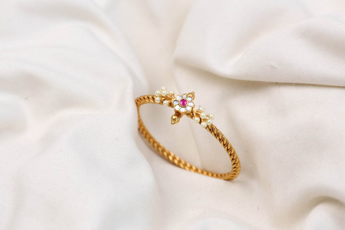 Handmade Jadau Bangle Bracelet (2.6 Openable) - Style 3