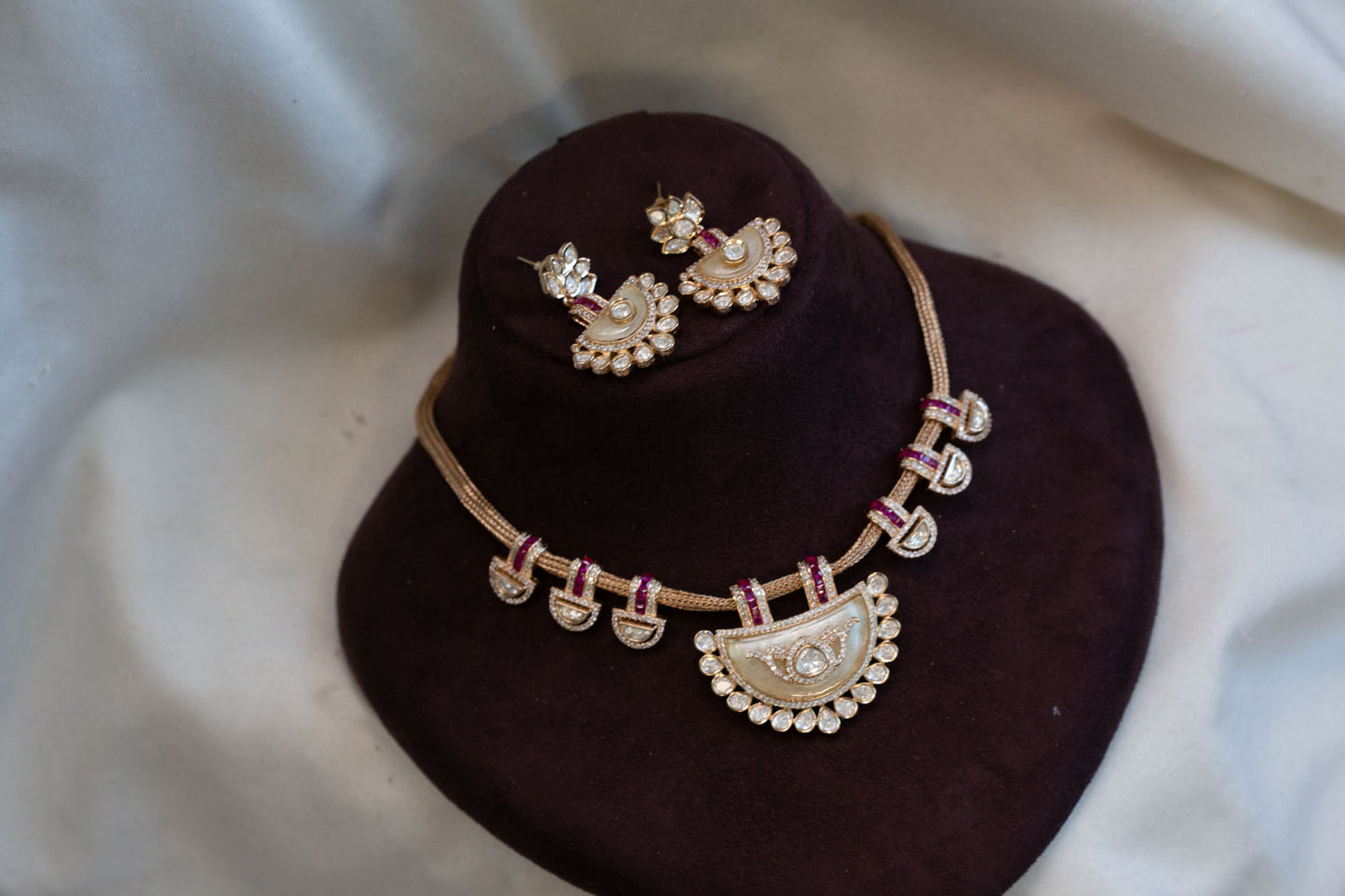 Invisible Setting CZ & MOP Necklace Set