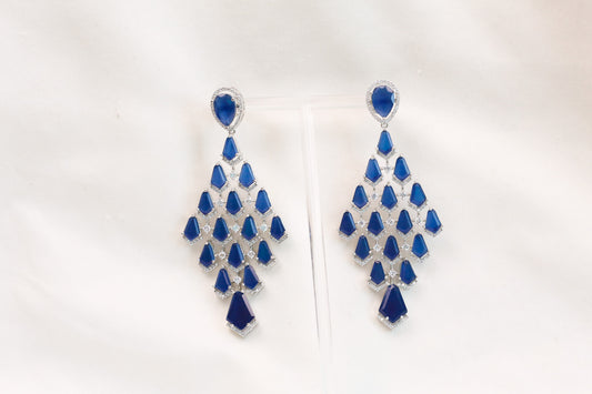 Premium CZ Doublet Earrings - Blue