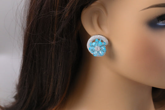 Premium CZ & Ice Blue Crystal Studs (102-20)
